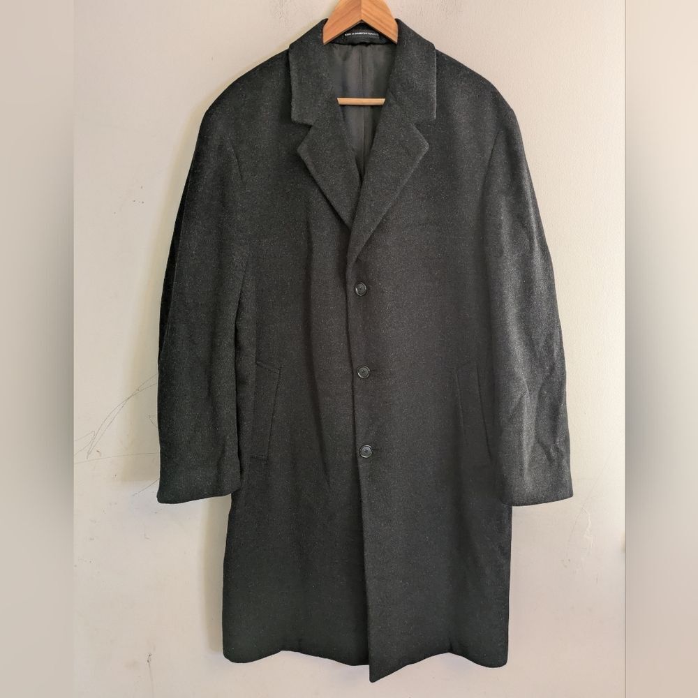 Stafford Mens Dark Gray Wool Overcoat Size 42R